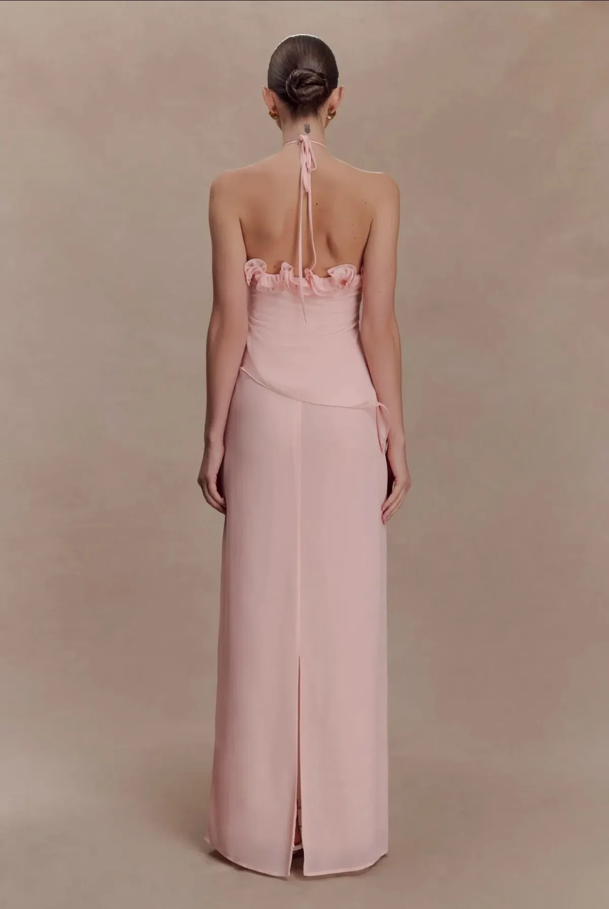 Melissa Chiffon Flower Maxi Dress - Baby Pink - Image 5