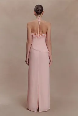 Melissa Chiffon Flower Maxi Dress - Baby Pink for rent on The Volte - image 5