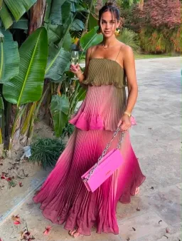 ~ KAREN MILLEN PLEATED SLUB ORGANDIE PEPLUM WOVEN MAXI DRESS for rent on The Volte - image 4