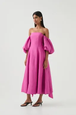 Aje Incarnation Midi Dress Magenta Size AU 12  for rent on The Volte - image 1