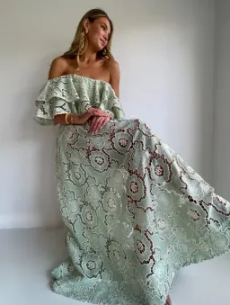 By Nicola Sibella Top & Skirt Set in Mint Lace Size AU 8 for rent on The Volte - image 1