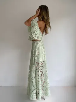 By Nicola Sibella Top & Skirt Set in Mint Lace Size AU 8 for rent on The Volte - image 3