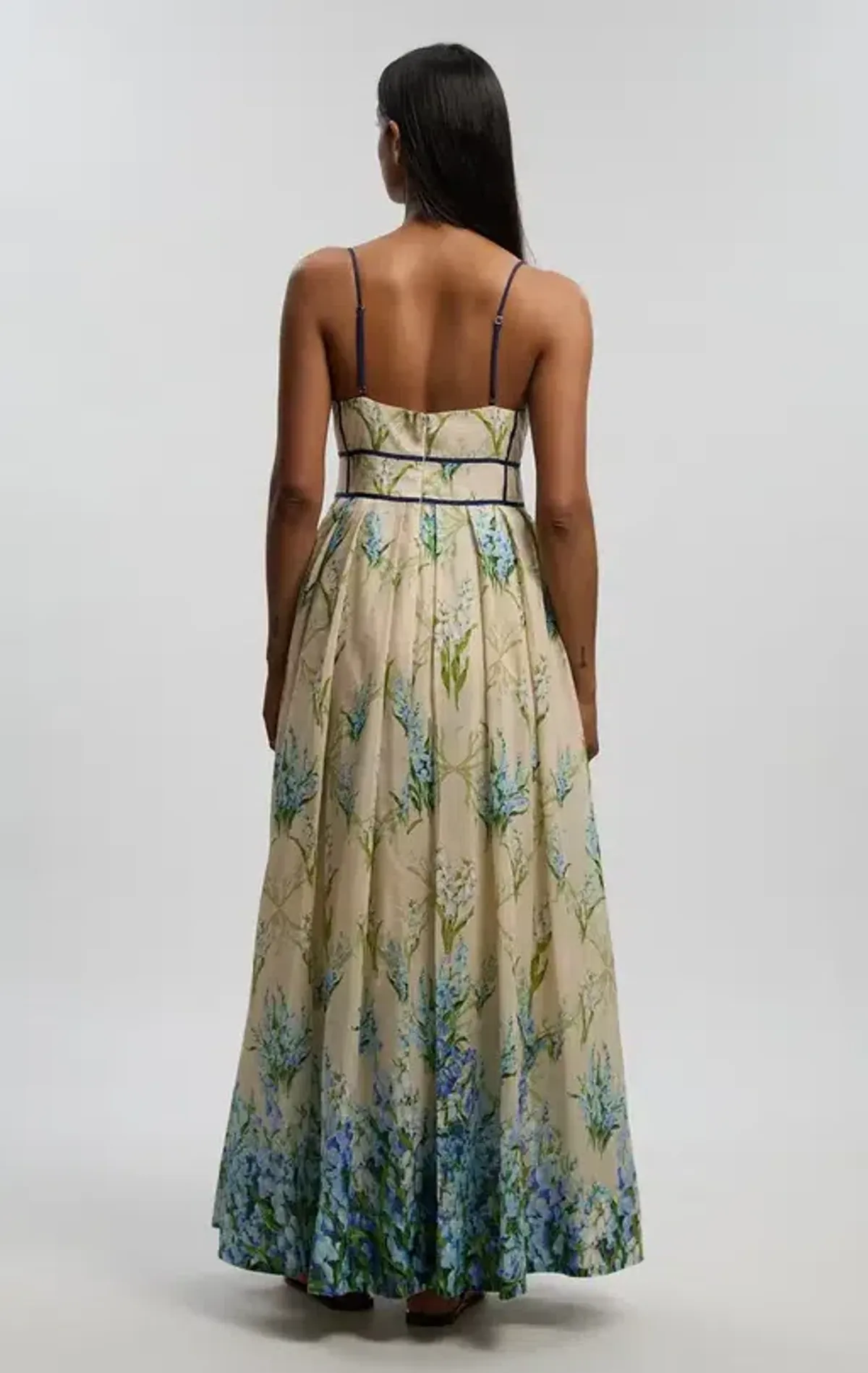 KAREN MILLEN SILK COTTON FLORAL STRAPPY WOVEN MAXI DRESS - Image 2