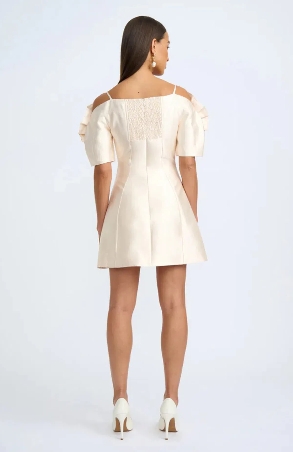 By Johnny Ramira Off Shoulder Mini Dress Champagne Size AU 14 / XL - Image 4
