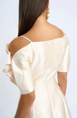 By Johnny Ramira Off Shoulder Mini Dress Champagne Size AU 14 / XL for rent on The Volte - image 5