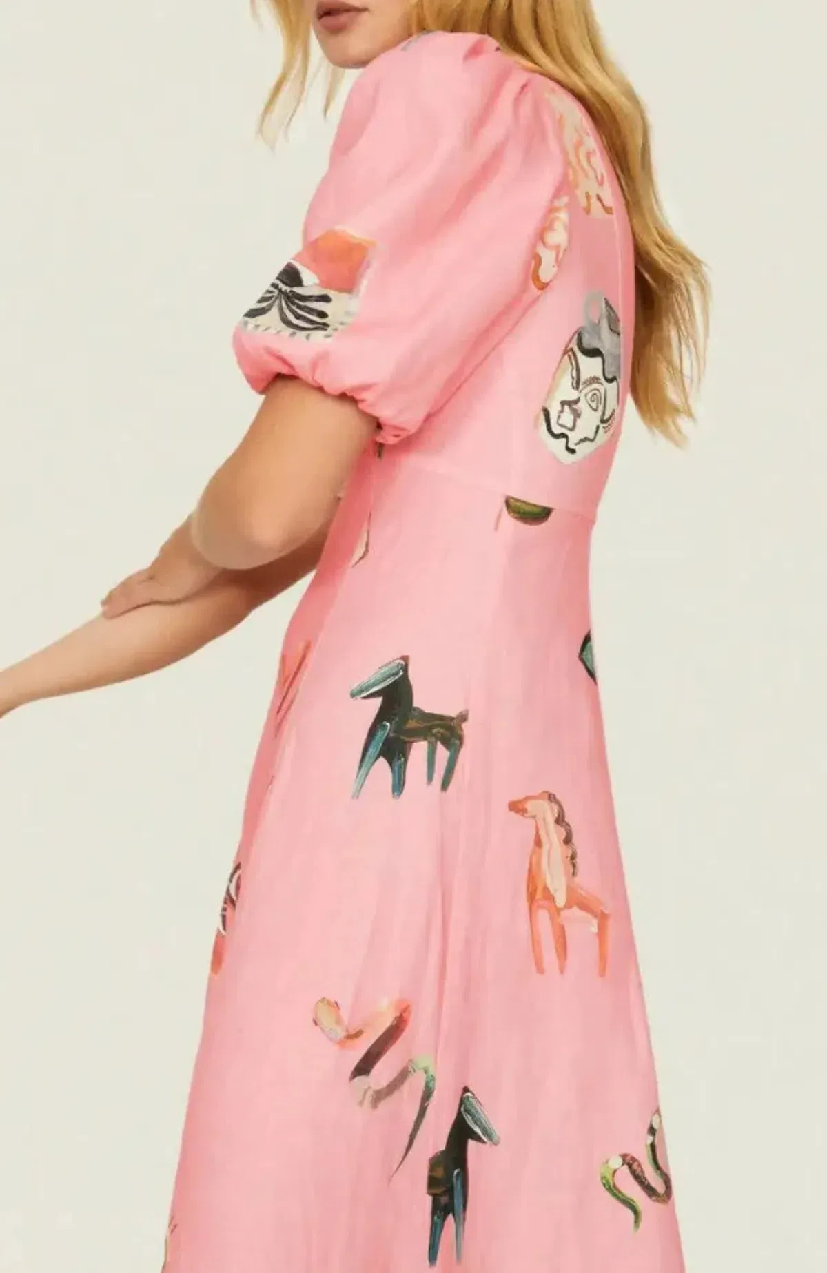 Alemais Cleo Midi Dress Pink Print Size AU 10 / M - Image 3