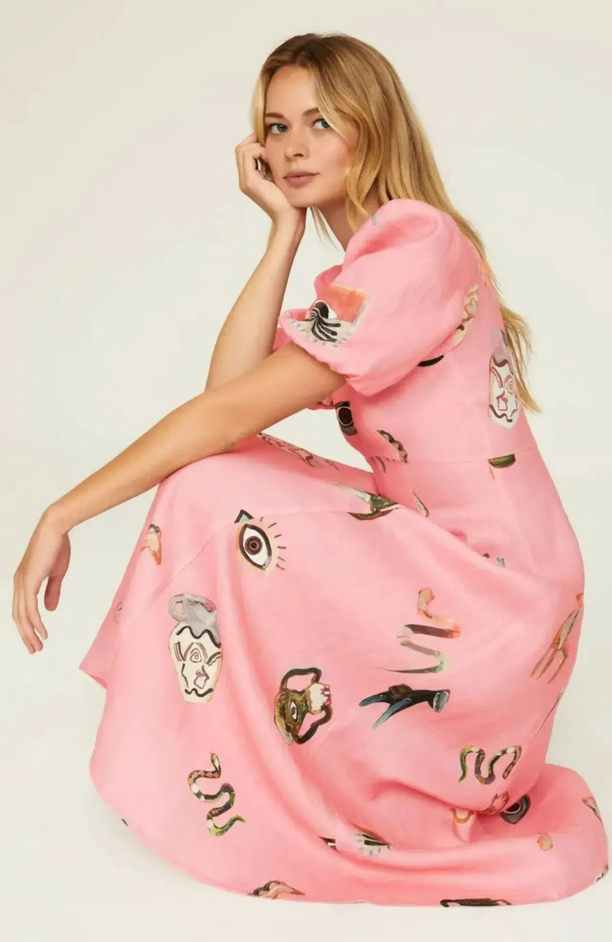 Alemais Cleo Midi Dress Pink Print Size AU 10 / M - Image 4