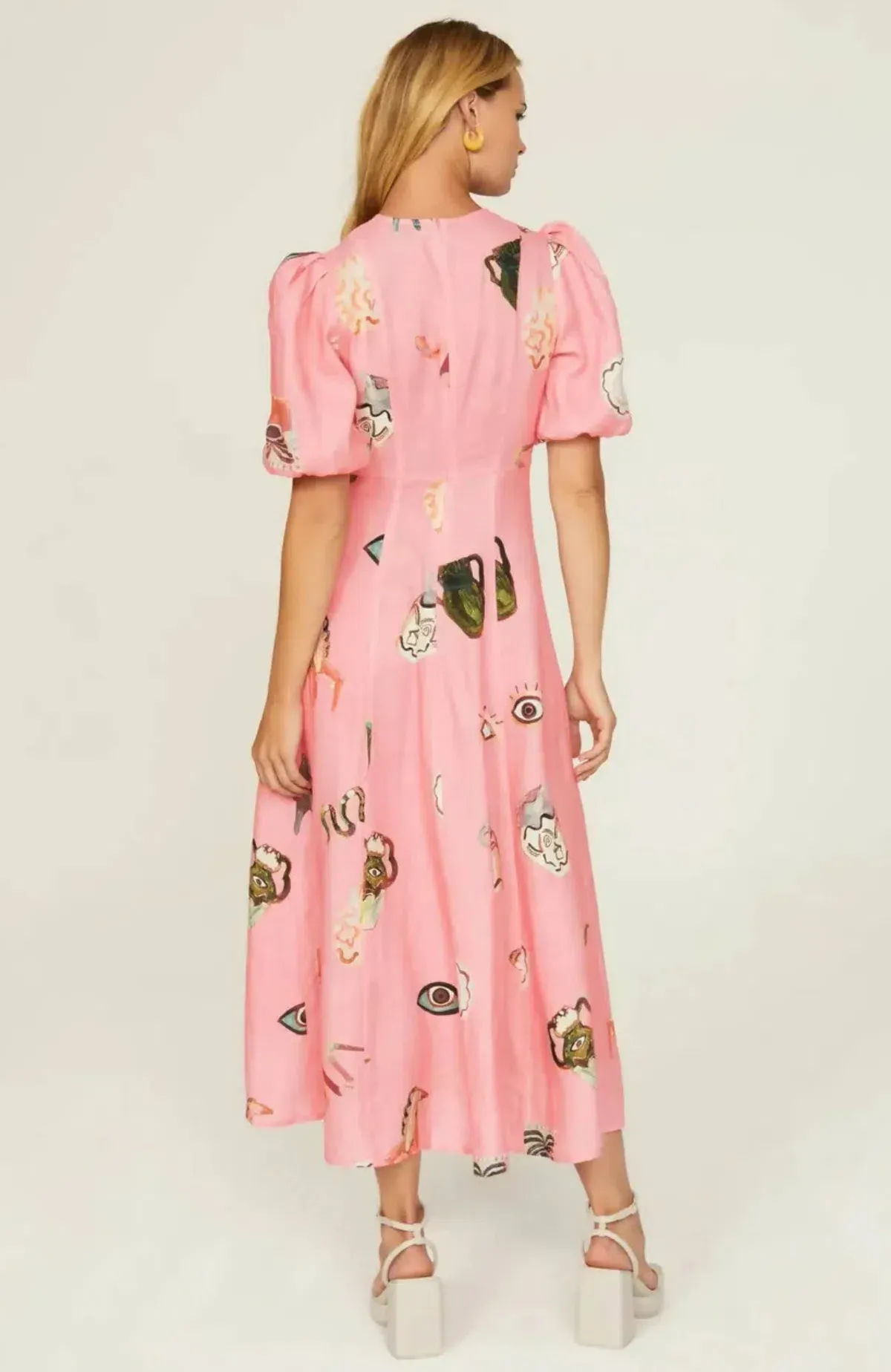 Alemais Cleo Midi Dress Pink Print Size AU 10 / M - Image 2