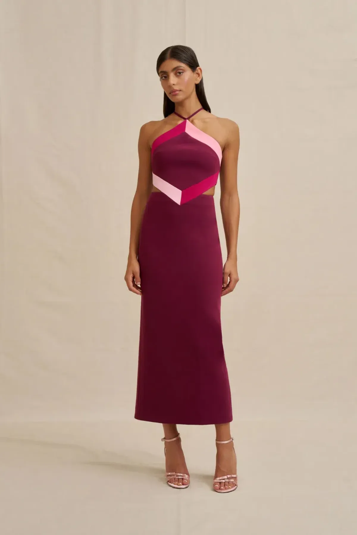 Diamond Halter Midi Dress by By Johnny Size 8 - Image 1