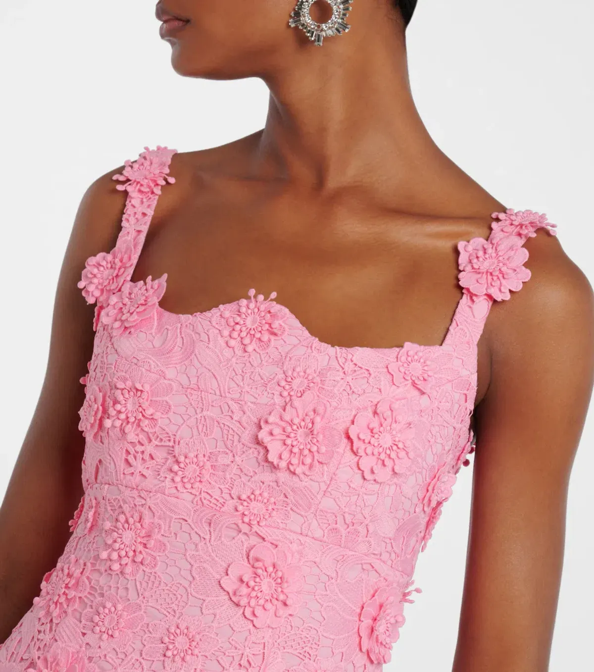 Odette floral lace midi dress Bubblegum by Leo Lin - Image 3
