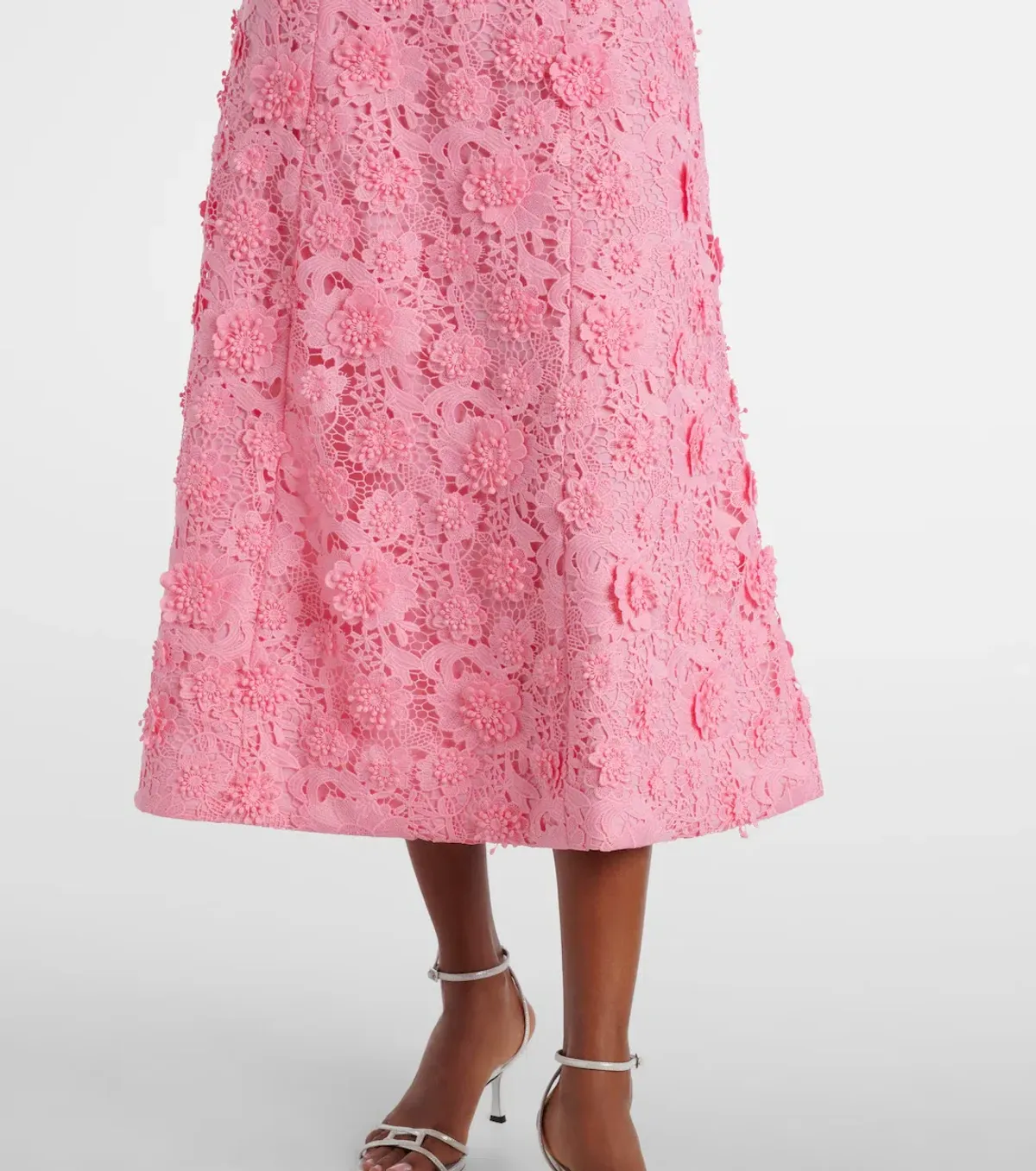 Odette floral lace midi dress Bubblegum by Leo Lin - Image 4