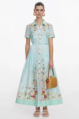Mint Floral Organza Midi Dress by Self Portrait Size 8 for rent on The Volte - image 1