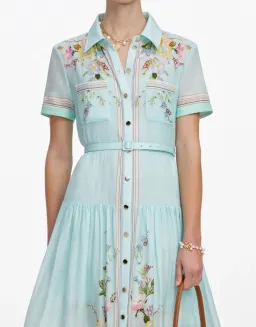 Mint Floral Organza Midi Dress by Self Portrait Size 8 for rent on The Volte - image 4