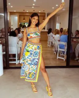 DOLCE & GABBANA MAJOLICA PRINT TWO PIECE SET PRINT SIZE 8 for rent on The Volte - image 5