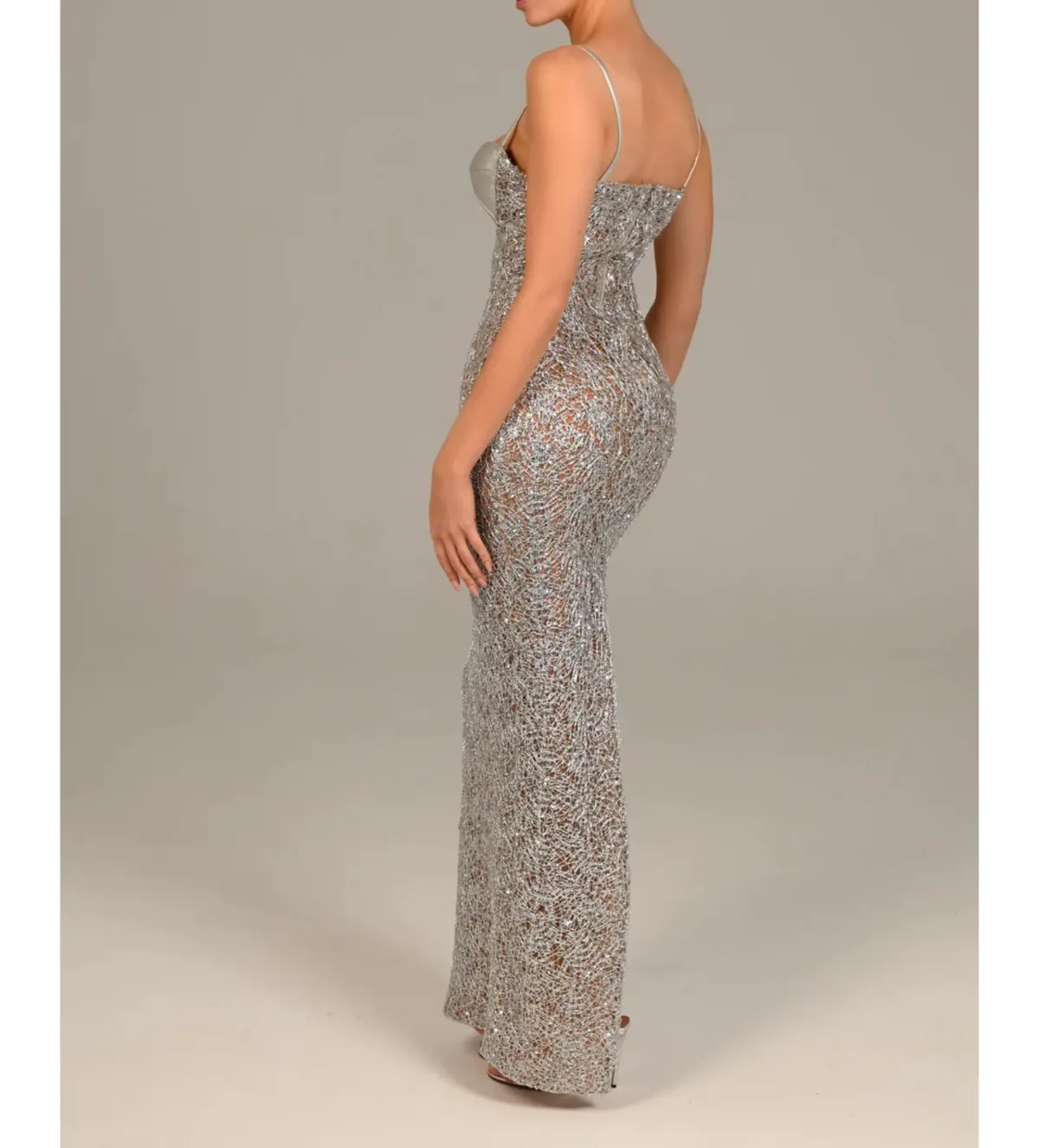 The Dolls House Sira Maxi Dress Silver Size 10 - Image 2
