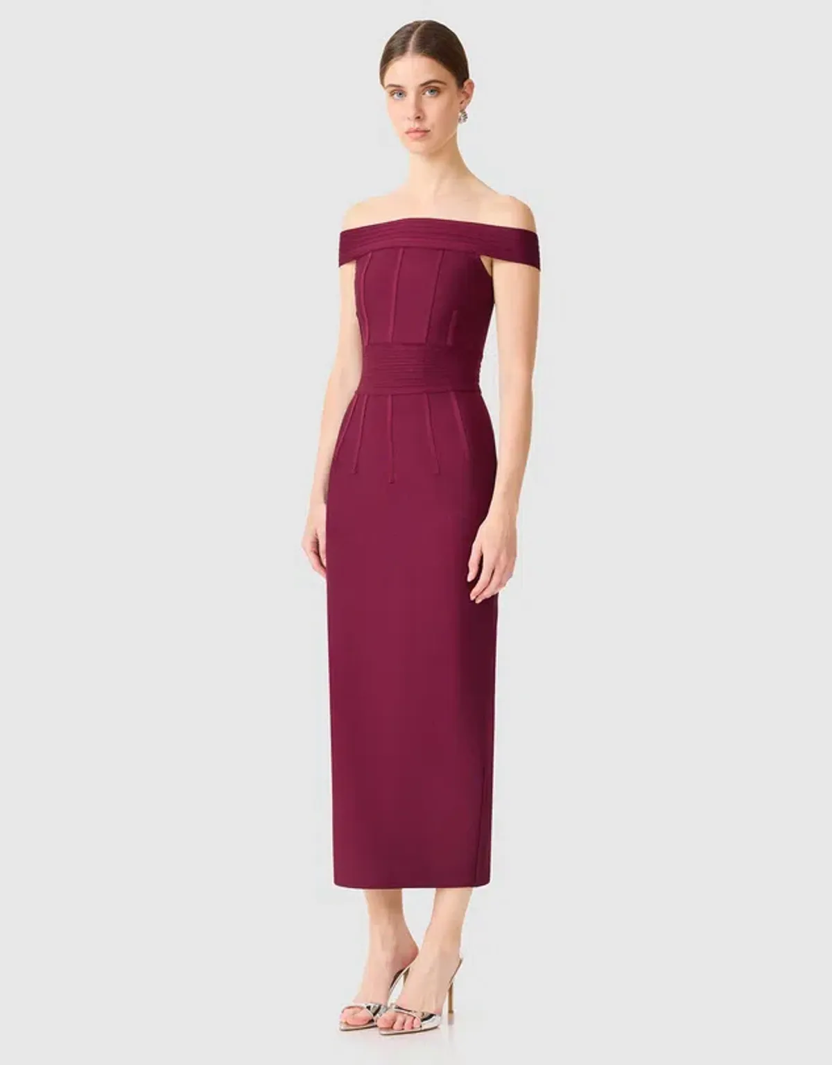 Elliatt Elena Strapless Midi Dress Plum Red Size 8 - Image 3