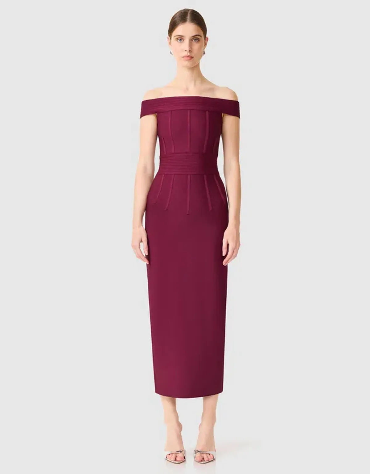 Elliatt Elena Strapless Midi Dress Plum Red Size 8 - Image 1
