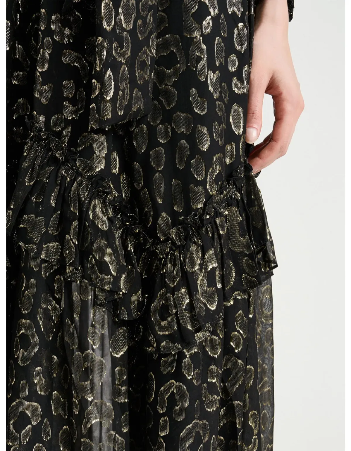 Veronika Maine Metallic Jacquard Georgette Dress Size 6 Black - Image 4