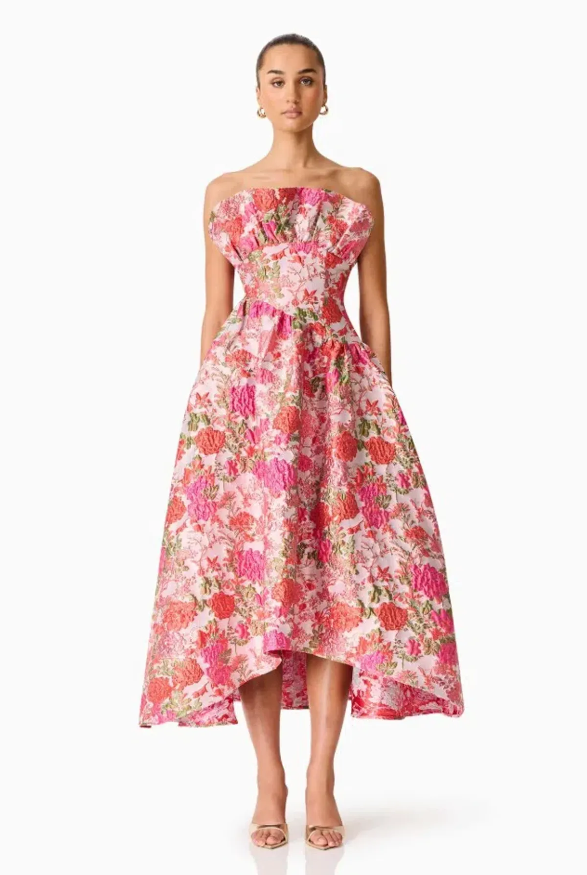 Elliatt Floralie Strapless Gown Pink Floral Size XL / 14 AUS - Image 2