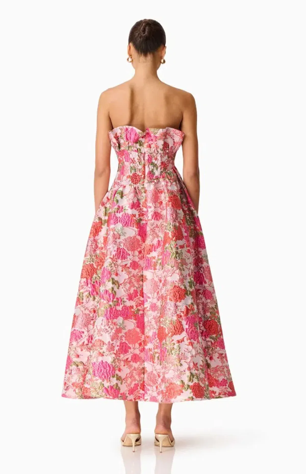 Elliatt Floralie Strapless Gown Pink Floral Size XL / 14 AUS - Image 3