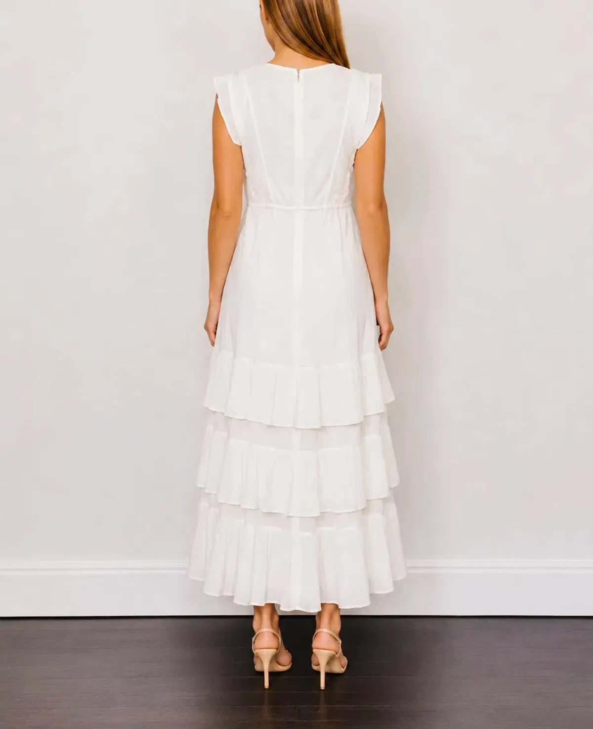 Zimmermann White Flutter Tiered Midi Dress Size 2 / AU 10-12  - Image 2