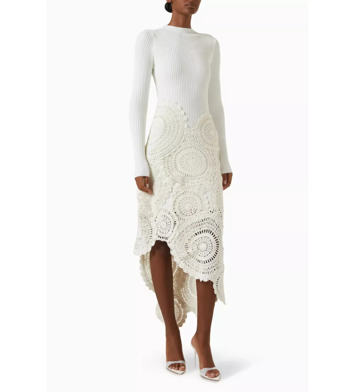 Aje Mosaic Crochet Midi Dress Ivory Size Small / AU 8 - Image 1