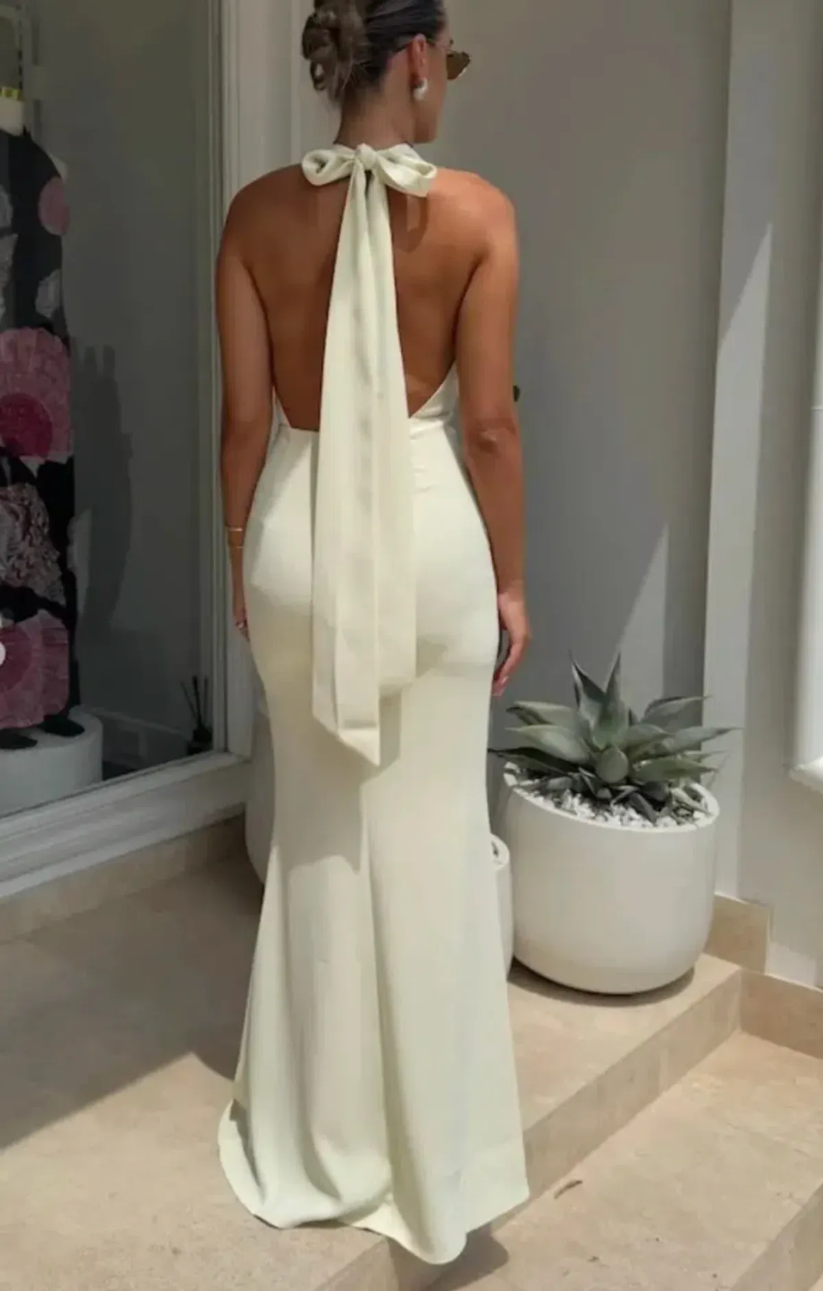 Odd Muse The Ultimate Muse Tie Neck Maxi Dress Butter Cream Size XS / AU 6 - Image 4