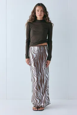 VRG GRL Metallic Sequin Skirt Size 6 for rent on The Volte - image 1