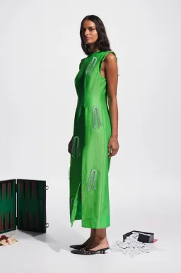 Alemais Dazzle Midi Dress; size 10; green for rent on The Volte - image 3