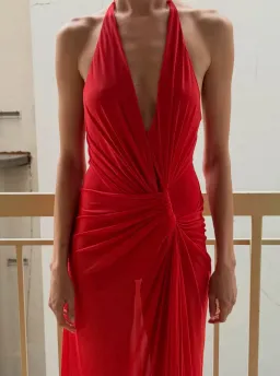 Xanthi V Neck Maxi Dress | Flame - Size 8 for rent on The Volte - image 4
