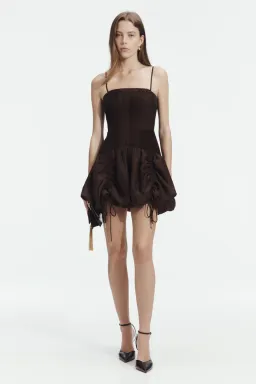 AJE Contour Mini Dress Chocolate Size 12 for rent on The Volte - image 1