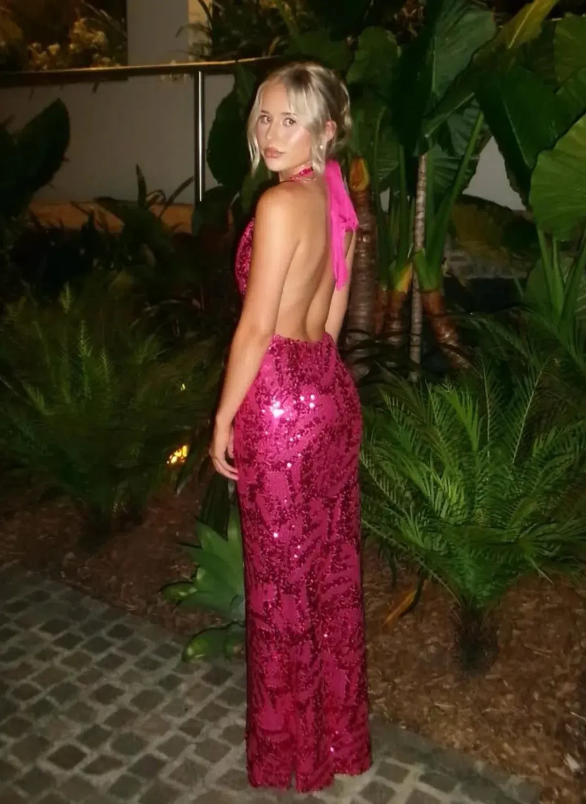 Fait Par Foutch Liana Maxi Dress in Magenta Sequin Size XS - Image 2