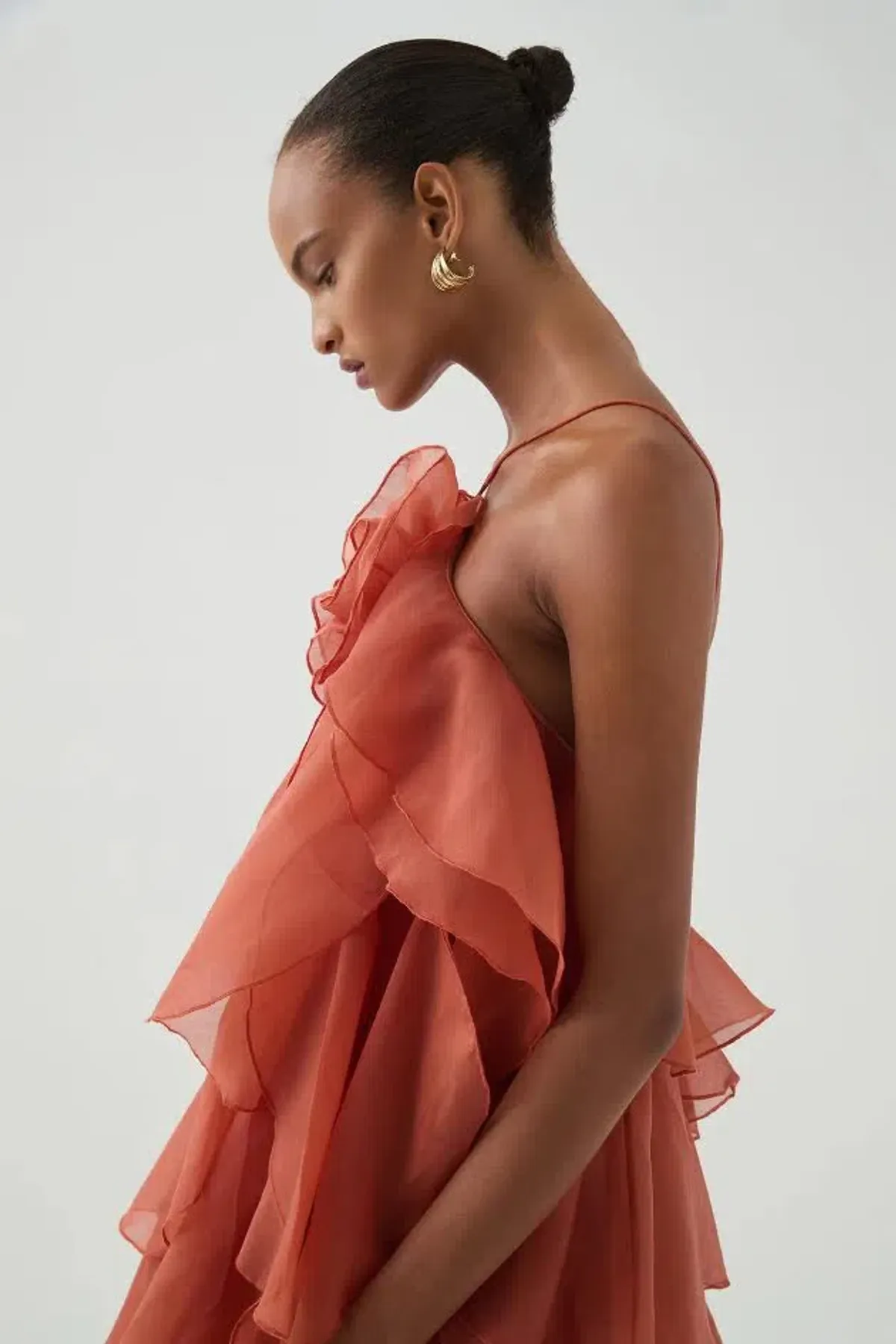 🧡AJE Pandorea Layered Maxi Dress – Size 14 - Clay Coral Orange/Brown Formal Tiered Gown 🧡 - Image 8