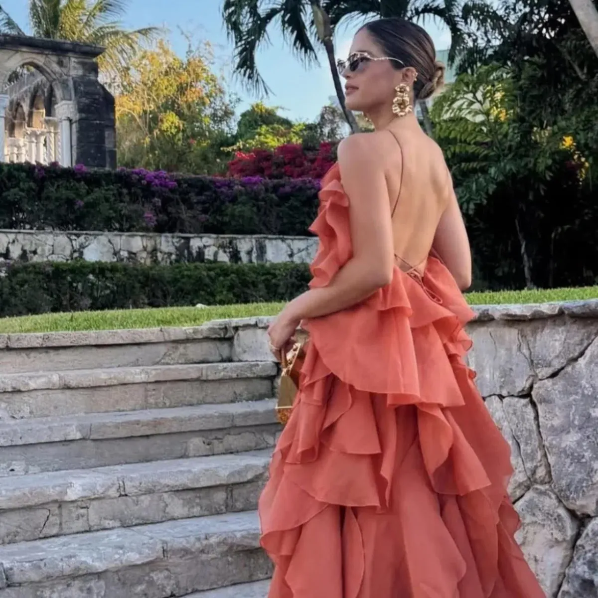 🧡AJE Pandorea Layered Maxi Dress – Size 14 - Clay Coral Orange/Brown Formal Tiered Gown 🧡 - Image 4