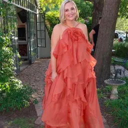 🧡AJE Pandorea Layered Maxi Dress – Size 14 - Clay Coral Orange/Brown Formal Tiered Gown 🧡 for rent on The Volte - image 14