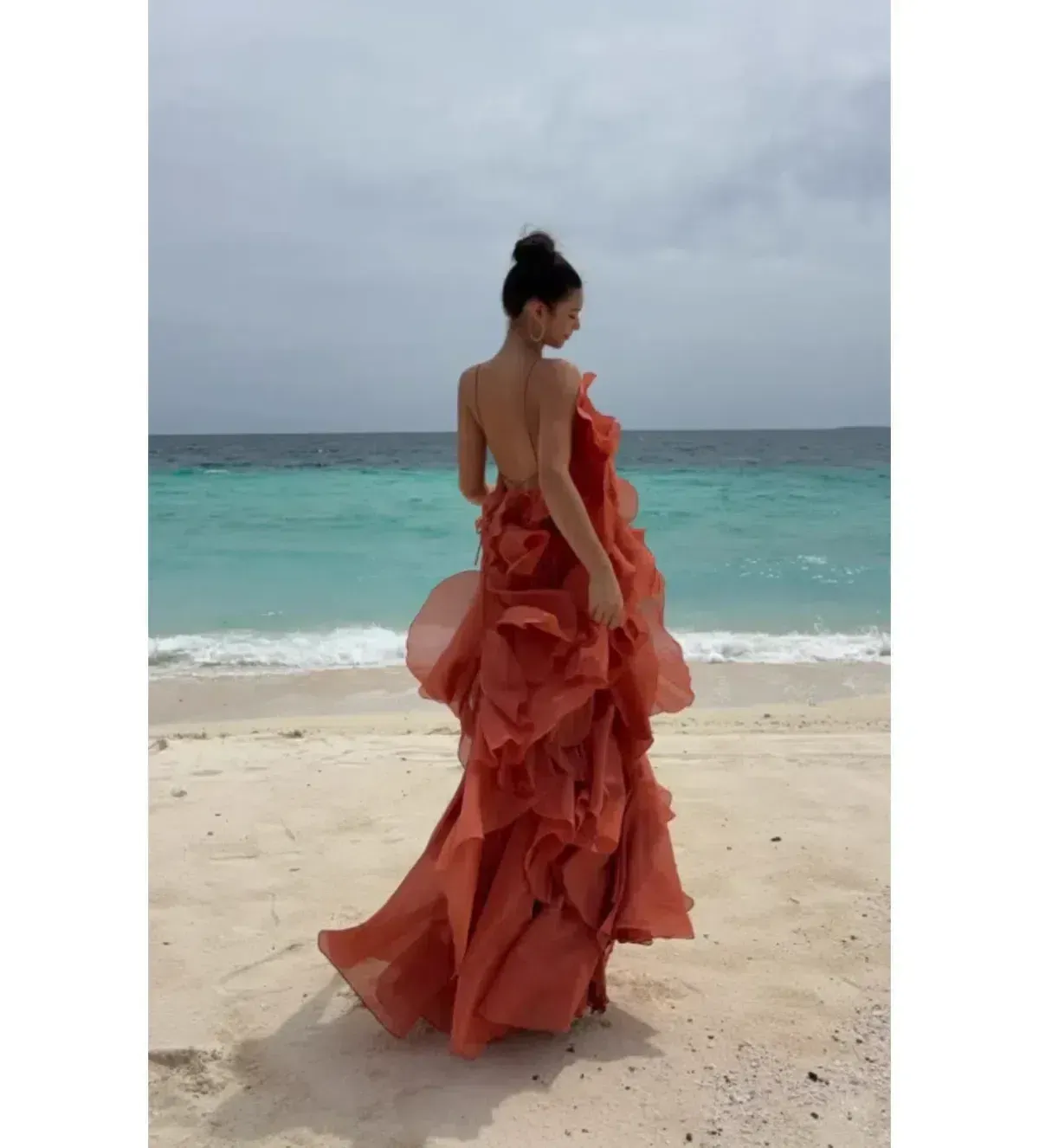 🪸 Aje Pandorea Layered Maxi Dress in Coral Clay - Size 12 Gown 🪸 - Image 9