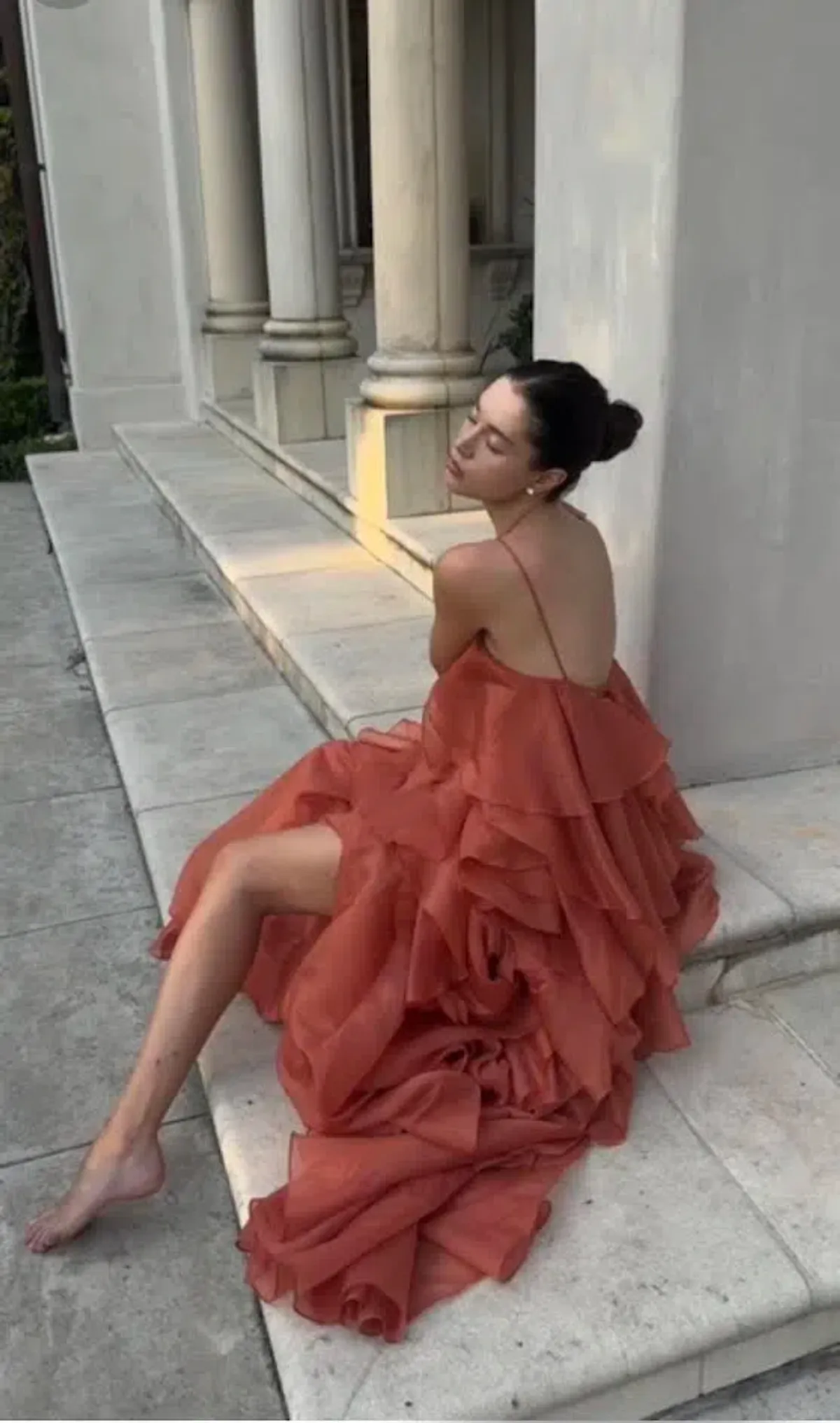 🧡AJE Pandorea Layered Maxi Dress – Size 14 - Clay Coral Orange/Brown Formal Tiered Gown 🧡 - Image 1