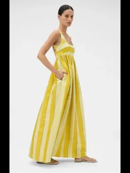 Oroton Slub Silk Striped Sundress Size 14 Strappy Maxi Gown for rent on The Volte - image 3