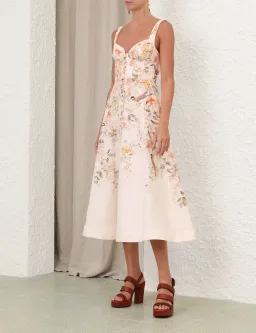 💙 ZIMMERMAN Luna Buttoned Picnic Midi Dress – Cream Songbird Floral – Size 12 AU (Sz 2)💙 for rent on The Volte - image 2