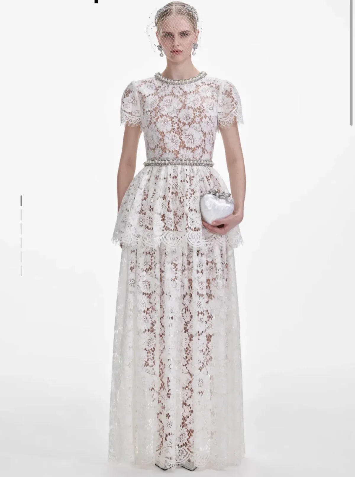 Self Portrait White Lace Tiered Maxi Dress - size 10 - Image 1