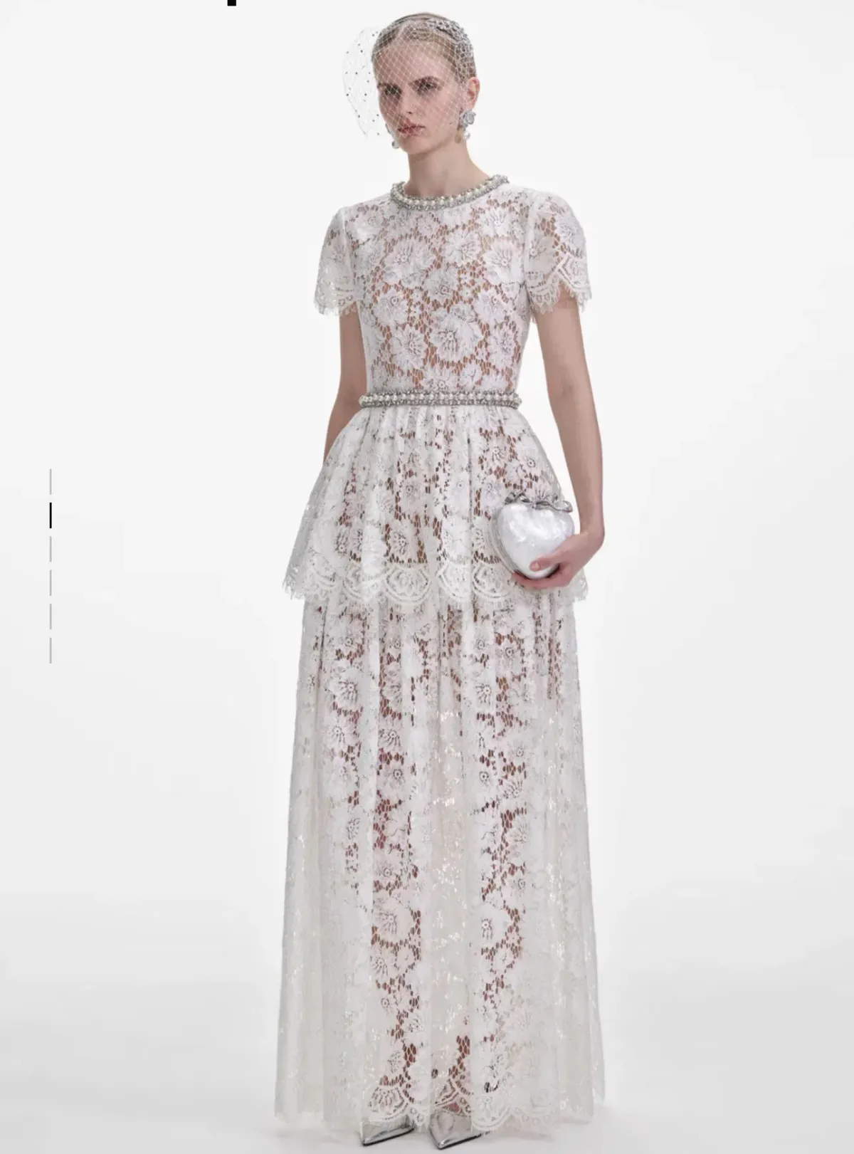 Self Portrait White Lace Tiered Maxi Dress - size 10 - Image 2