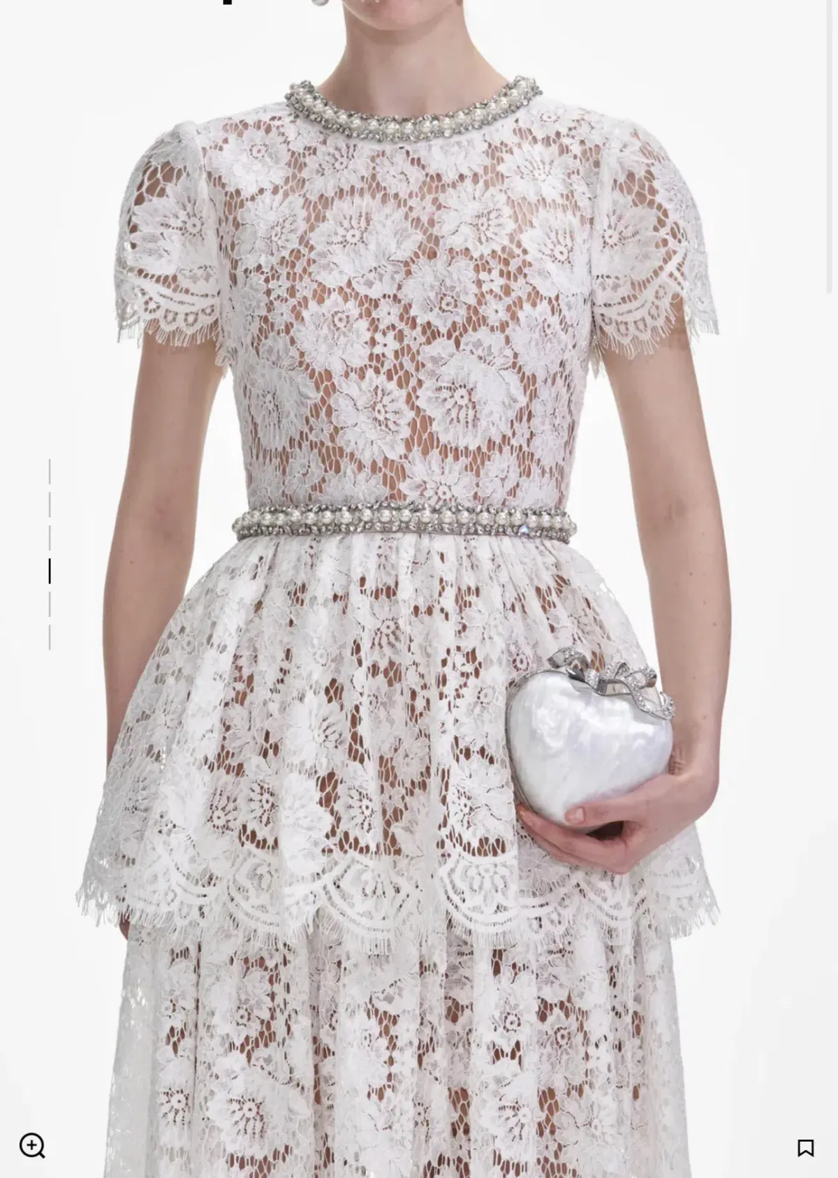 Self Portrait White Lace Tiered Maxi Dress - size 10 - Image 4
