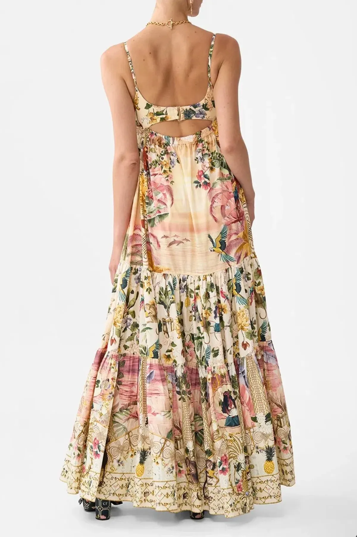 Camilla – White Lotus Long Dress With Jersey Bodice Sz M - Image 4