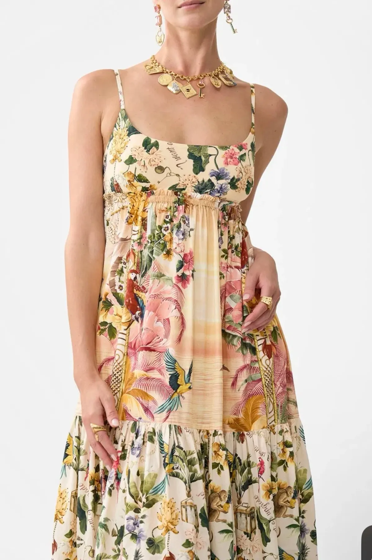 Camilla – White Lotus Long Dress With Jersey Bodice Sz M - Image 2