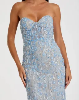 Mac Duggal Blue Embellished Strapless Gown Sz 8 BNWT for rent on The Volte - image 2