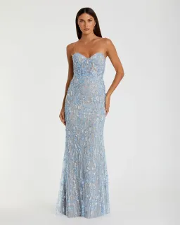 Mac Duggal Blue Embellished Strapless Gown Sz 8 BNWT for rent on The Volte - image 1