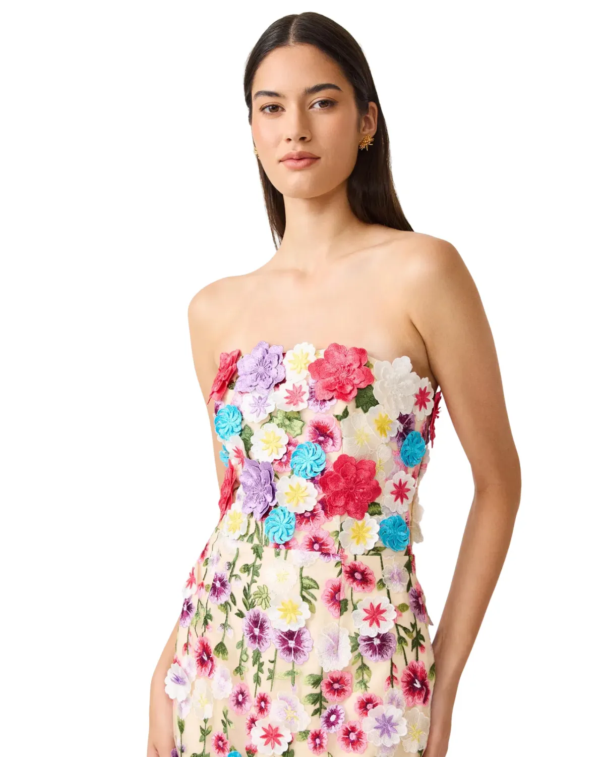 Elliatt Rosette Strapless Midi Dress Floral Size Large - Image 5