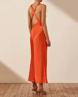 SHONA JOY MILO PLUNGE CROSS BACK MIDI DRESS IN HIBISCUS SIZE AU 8 for rent on The Volte - image 2