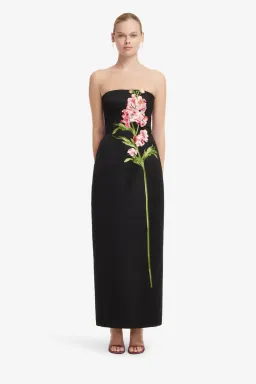 Leo Lin Rayna Embroidered Maxi Dress in Snapdragon Floral Print in Ebony Size 10 for rent on The Volte - image 5