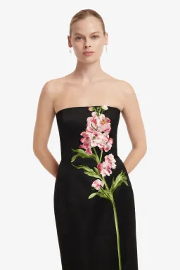 Leo Lin Rayna Embroidered Maxi Dress in Snapdragon Floral Print in Ebony Size 10 for rent on The Volte - image 4